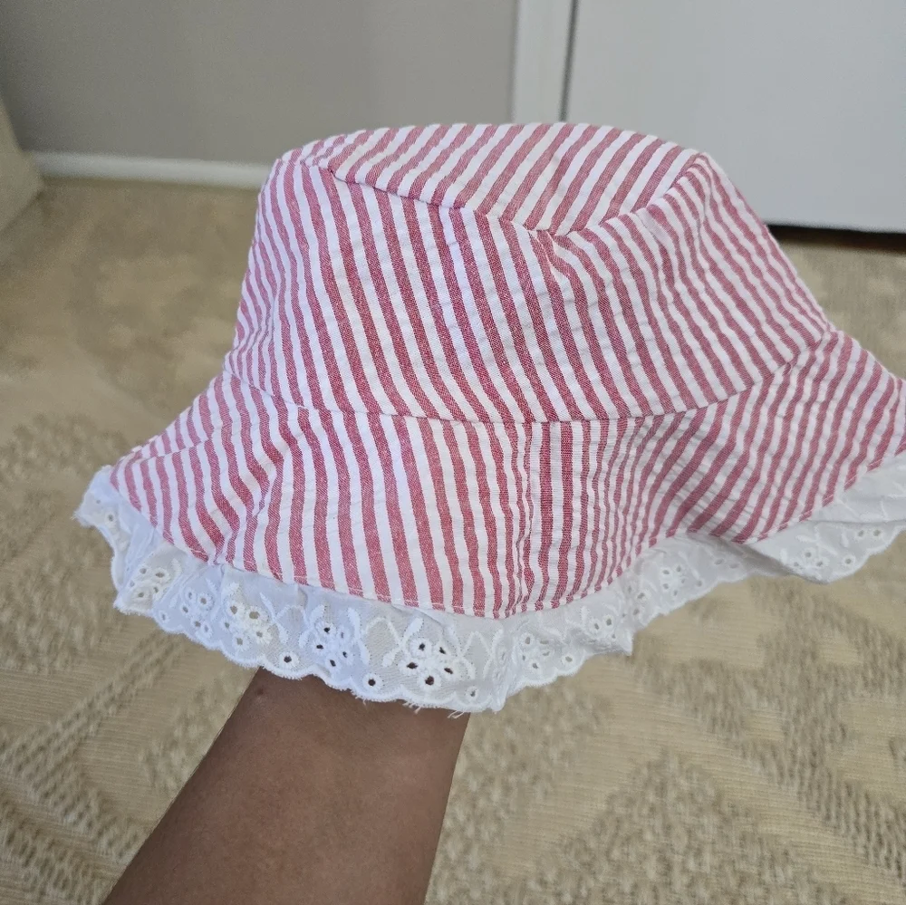 Madison Pink and White Striped Kids Dress with Lace